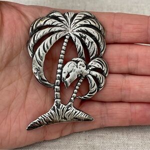 Sterling Silver Palm Tree Brooch Large Vintage Beach California Vibes